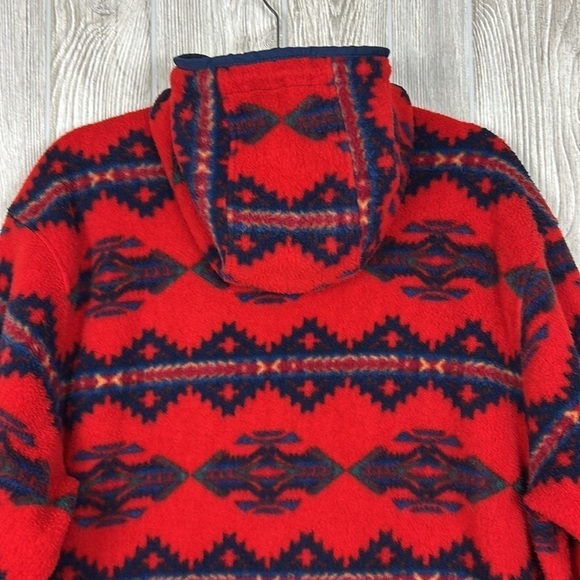 90’s Obermeyer Laramie Anorak Southwestern Aztec Hooded 1/2 Zip Fleece Size XL - Picture 10 of 15